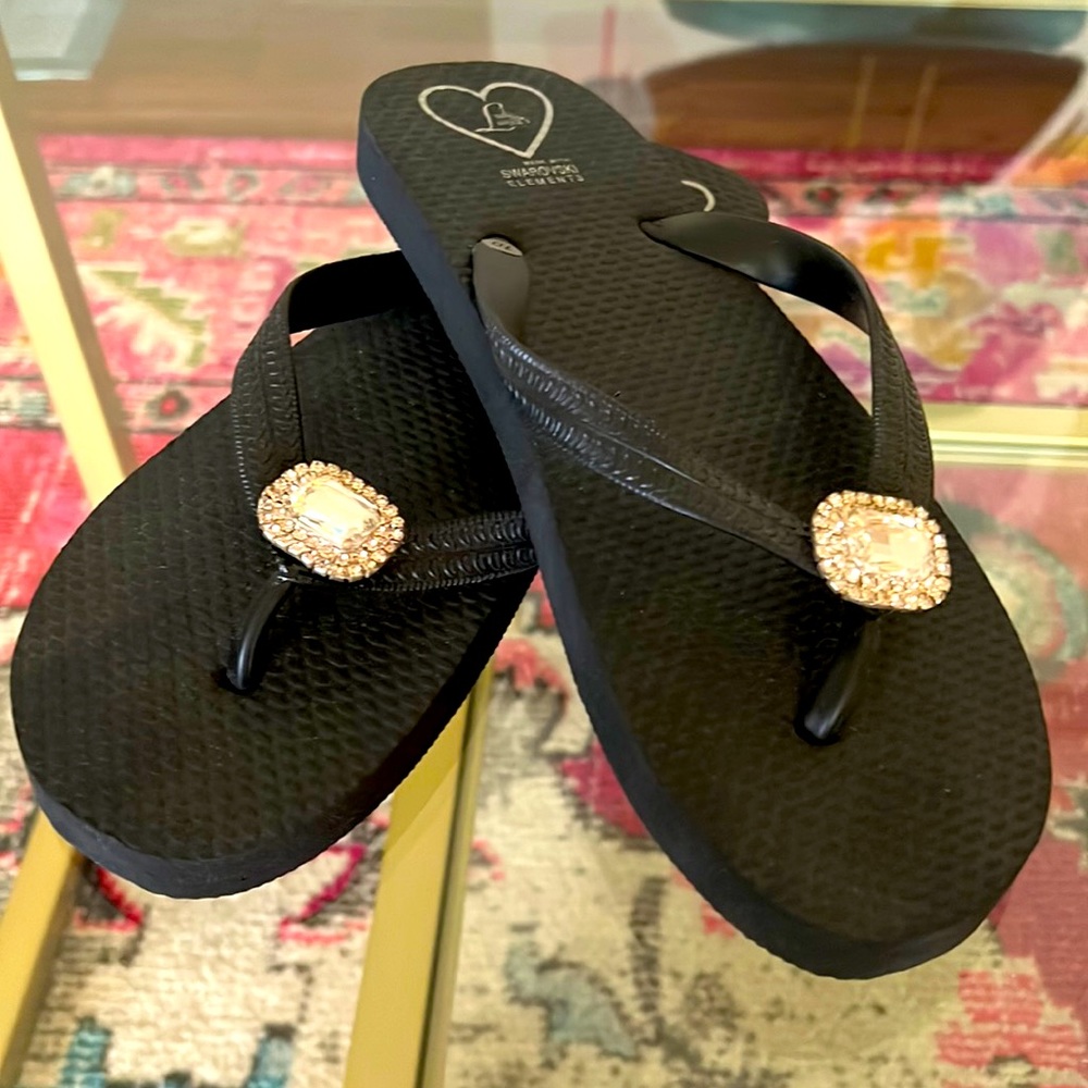 Lady Lanell’s Black Swarovski Flip Flops size 10